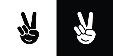 Hand peace icon black silhouette for web, and mobile app