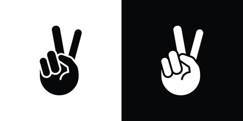 Obraz premium Hand peace icon black silhouette for web, and mobile app