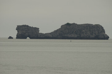 Limestone cliff in Lan Ha Bay. Cat Ba Archipelago. Vietnam.