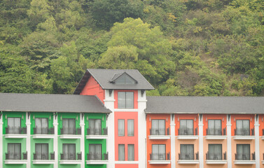 February 26, 2024, Cat Ba Island: Detail of a building. Cat Ba Archipelago. Vietnam.