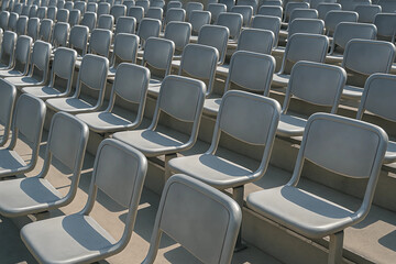 empty stadium seats. rows of seats in stadium