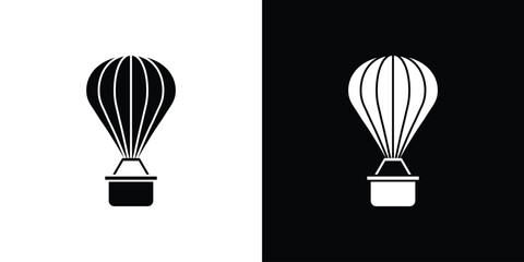 Naklejka premium Hot air balloon icon black silhouette for web, and mobile app