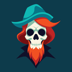 Vibrant red skull wearing a tricorn pirate hat design