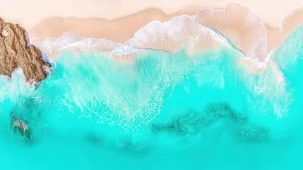 Selbstklebende Fototapeten Close-up of tranquil watercolor waves on paper, evoking calm and serenity. © LoLArt
