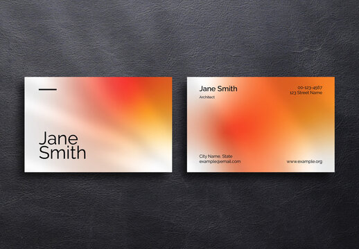 Modern Business Card Layout with Blurred Gradient Background