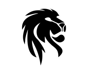 Lion head silhouette. Lion illustration on transparent background.