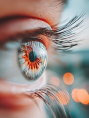 A detailed close-up of a brown eye showcasing intricate patterns and vibrant colors.