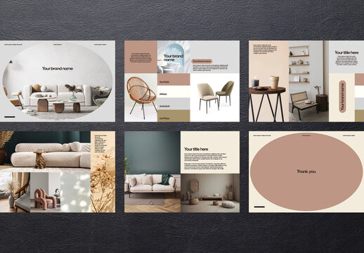 Moodboard Interior Design Presentation Layout in Neutral Tones