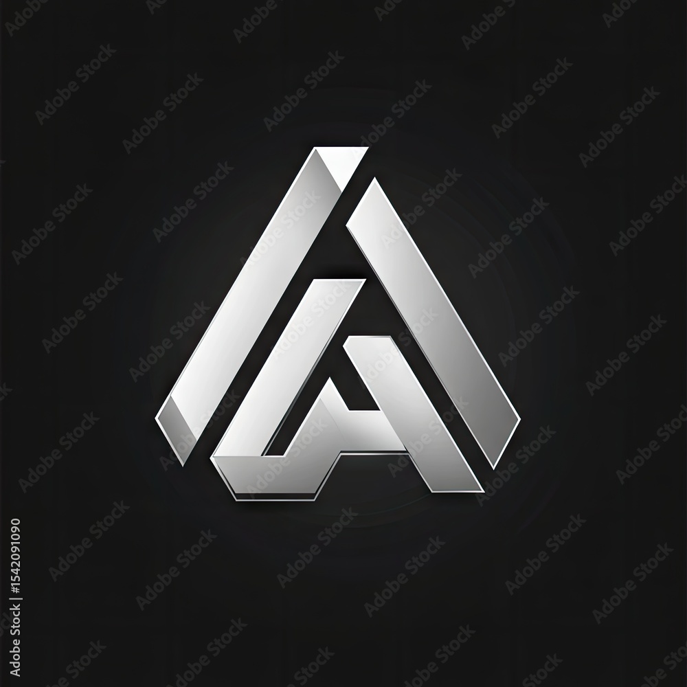Fototapete 3d rendering metallic silver letter a logo: modern, abstract design element ai generative