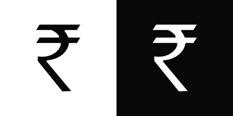 Indian rupee icon black silhouette for web, and mobile app