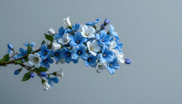 elegant cluster of trailing lobelia in a minimalist style, with cerulean and ivory tones, smooth curves, balanced composition, modern aesthetic, high resolution