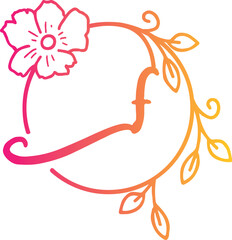 Elegant floral monogram logo with cursive letter F