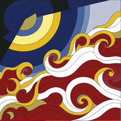 Abstract swirling artwork in cmyk and grayscale