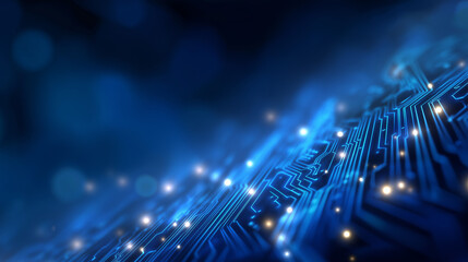 Blue Circuit Background for Blockchain Technology