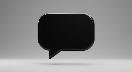 Naklejka premium Black Speech Bubble on Gray Background