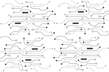 Computer communication cybernetic element. Circuit board vector illustration. High-tech technology background texture.