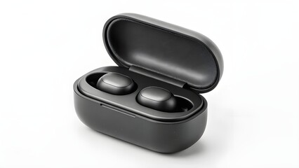 Sleek Black Wireless Earbuds Mockup High-Resolution Product Presentation for Design Inspiration