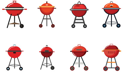 barbecue grill set isolated on white background 