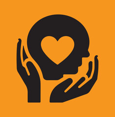 Mental Health Support (Heart + Head)  icon vector 