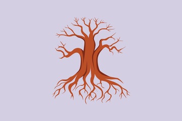 Tree Roots Concept. Colored flat vector illustration isolated