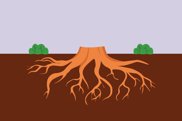 Tree Roots Concept. Colored flat vector illustration isolated