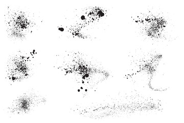 Bloody splatter bundle of grunge texture blood and black vector paint brush isolated background