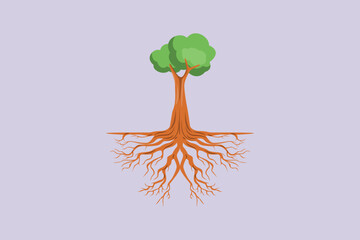 Tree Roots Concept. Colored flat vector illustration isolated