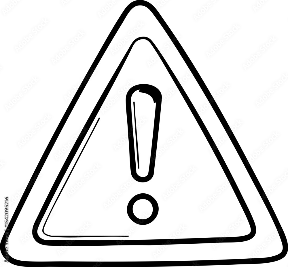 Poster black and white triangular warning sign with an exclamation mark inside, symbolizing caution or aler