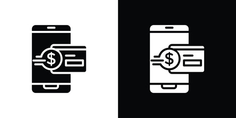 Mobile banking icon black silhouette for web, and mobile app