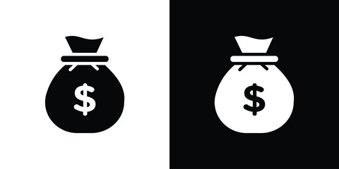 Money bag icon black silhouette for web, and mobile app