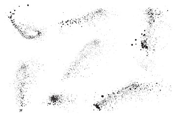 Collection of black paint brush stroke drop blood splatter vector
