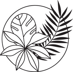 Black and white seamless leaf pattern vector illustration featuring floral vintage elements