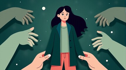 Surrounded by Reaching Hands A Visual Metaphor for Overwhelm Anxiety and External Pressures