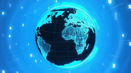 A glowing digital globe with network connections and binary code, representing global communication, data flow, and futuristic technology integration. - Powered by Adobe