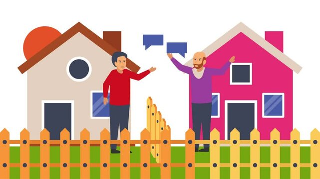 invasion of privacy animation, neighbour are fighting animated video, neighbourhood conflicts Clip, bad neighbors motion graphics