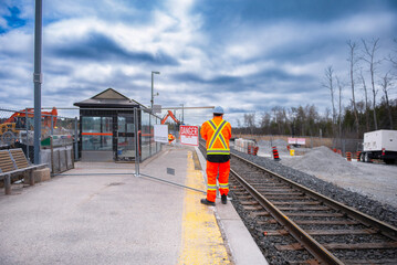 installing a new section of raised platform, railway site Сanada
