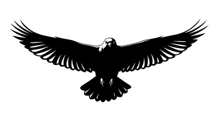 Obraz premium Eagle with Open Wings Vector | Black and White Bird of Prey Illustration 