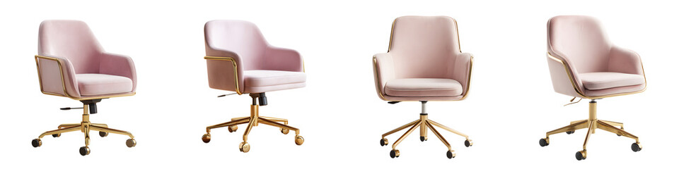 Naklejka premium Modern pink office chairs with gold accents