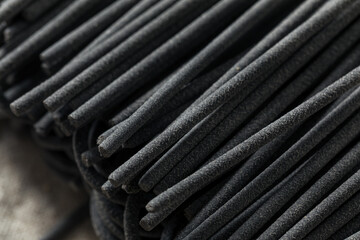 Homemade Uncooked Dry Black Squid Ink Pasta