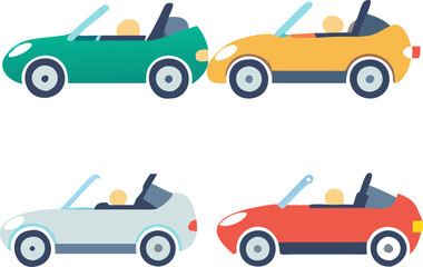 Sets of Creative Icons – Convertible Car with Top Down Illustration