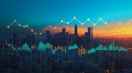 Naklejka premium Professional business team working on a project together in the office Using innovation economic growth charts and network connections to accompany the data. in analyzing future trends