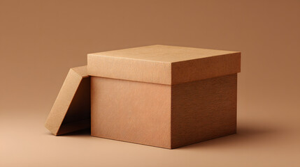 Minimal kraft paper box with clean surface for branding 