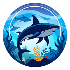 Obraz premium Shark Silhouette in the Ocean – Powerful Marine Wildlife Illustration 