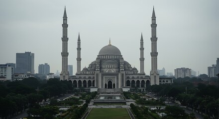illustration of beautiful building majestic mosque