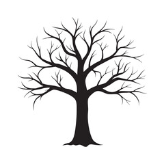 Leafless Tree Silhouette Cold Climate Illustration