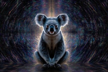 Obraz premium Koala Surrounded by Hypnotic Light Vortex