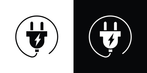 Plug icon black silhouette for web, and mobile app