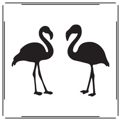 Obraz premium Flamingo Silhouette Vector – Black Tropical Bird Clipart, Exotic Animal Icon, Minimalist Wildlife Illustration, Decorative Design for Logos, Prints, or T-Shirts