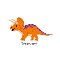 Triceratops dinosaur on  white background.