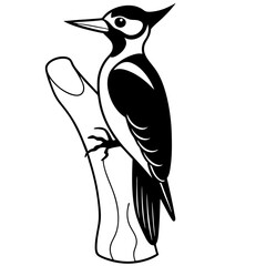 silhouette-of-a-woodpecker-on-a-tree-trunk